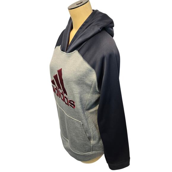 Adidas Blue and Gray Pullover Hoodie with Embroidered Logo Women's XL - Picture 2 of 6